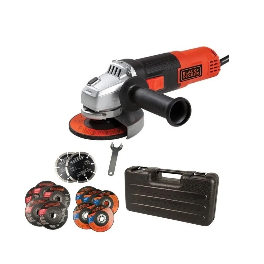 Mini Esmeriladora más 12 Discos Black y Decker Corte Segmentado y Estuche