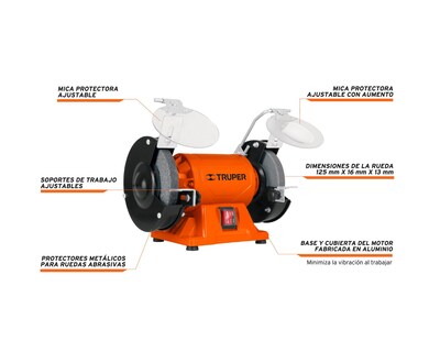 Foto 2 | Esmeril de Banco Truper color Anaranjado de 1/4 Hp