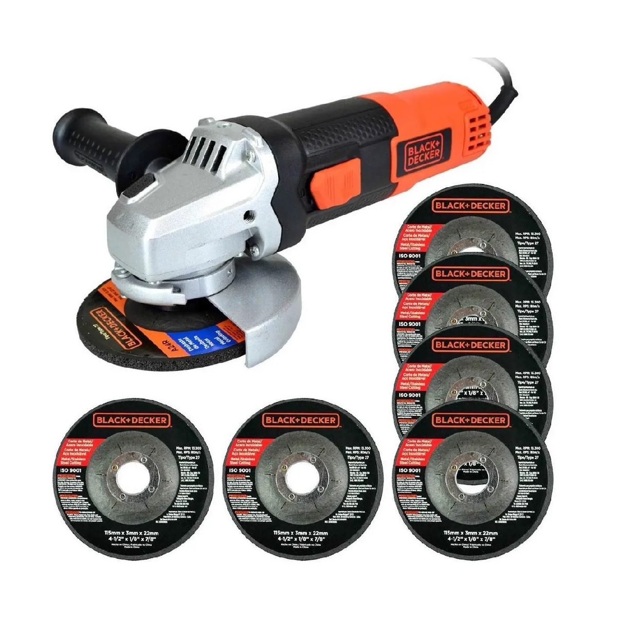 Miniesmeriladora G720 De 4 1/2 Black&decker + 7 Discos