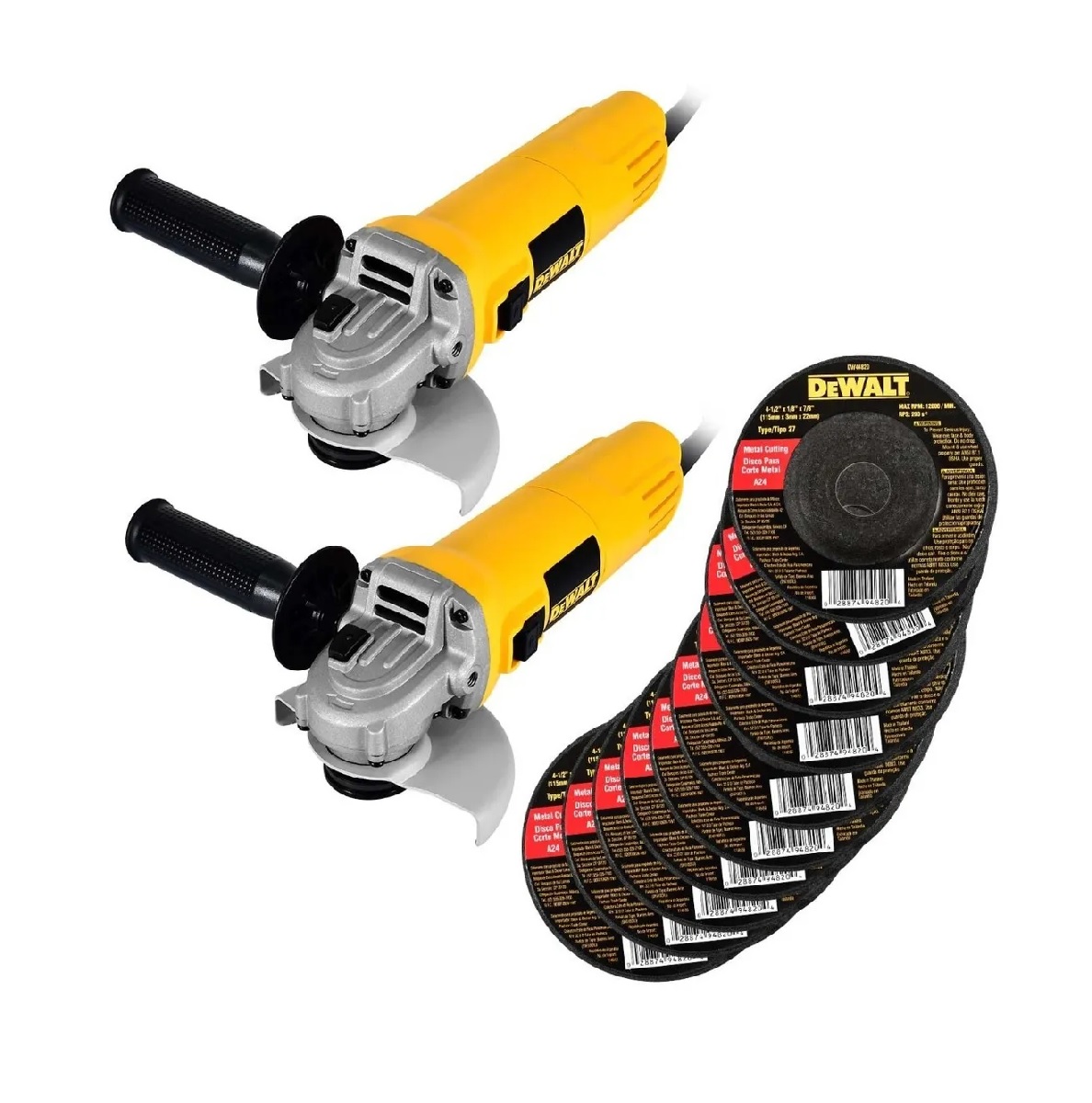 Esmeriladora Angular 2 Piezas con 10 Discos DeWalt