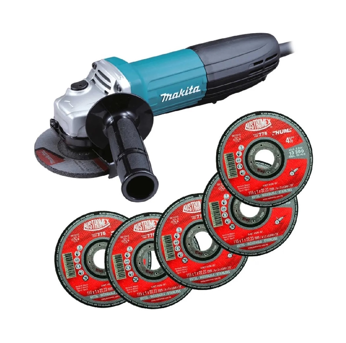 Miniesmeriladora Makita Ga4534 + 5 Discos