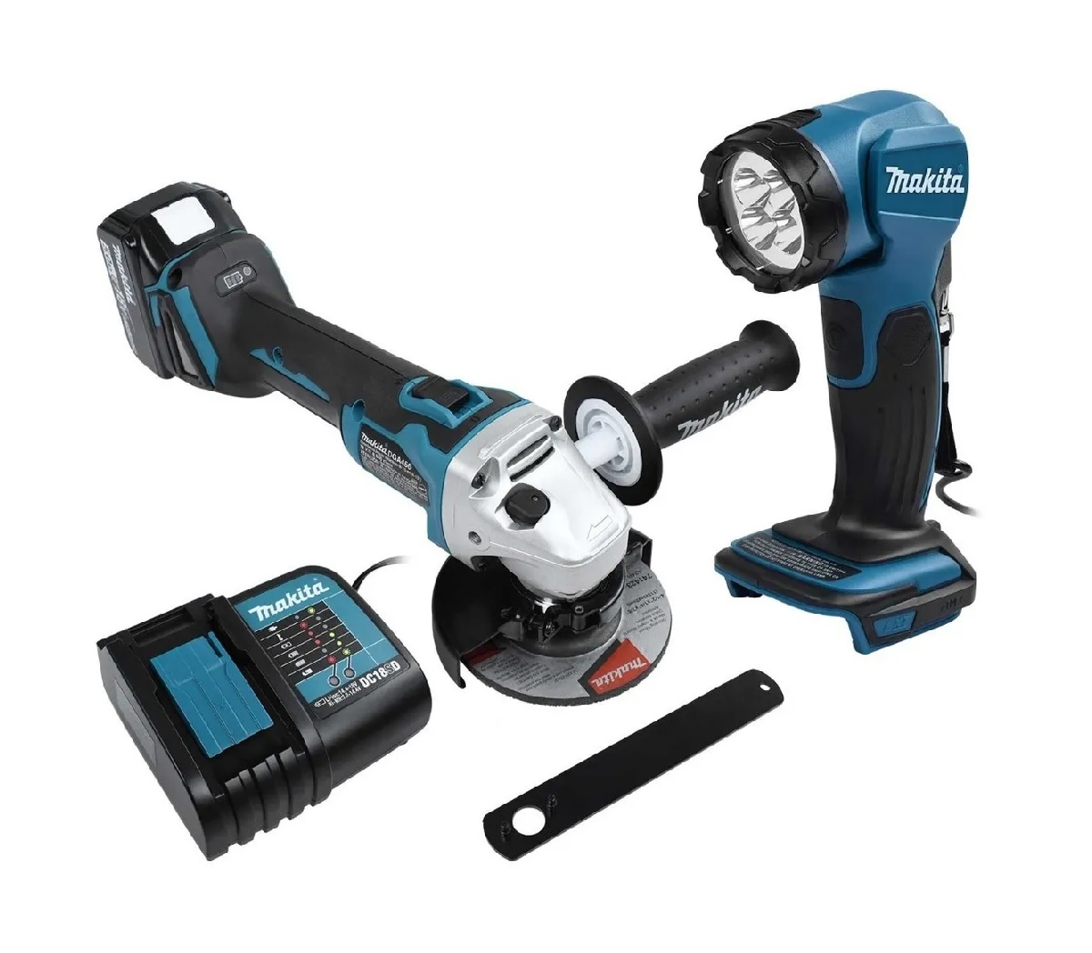 Miniesmeriladora Makita DGA456STX2 color Azul 18v 4-1/2 Pulg + Accesorios