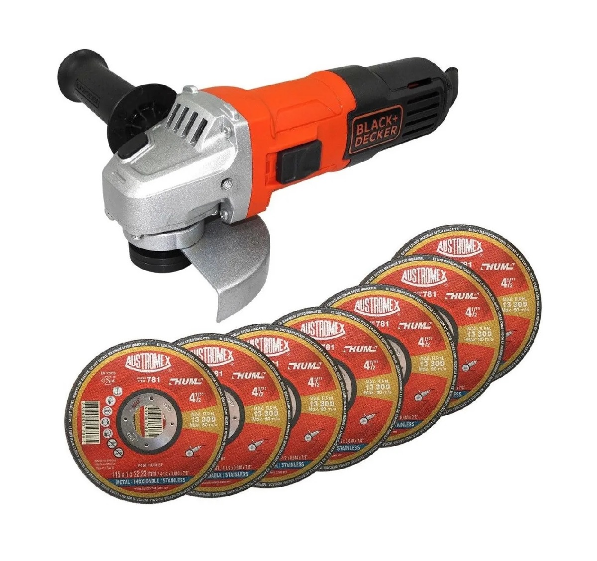 Miniesmeriladora Angular Black+Decker G650-b3 650w y 7 Discos