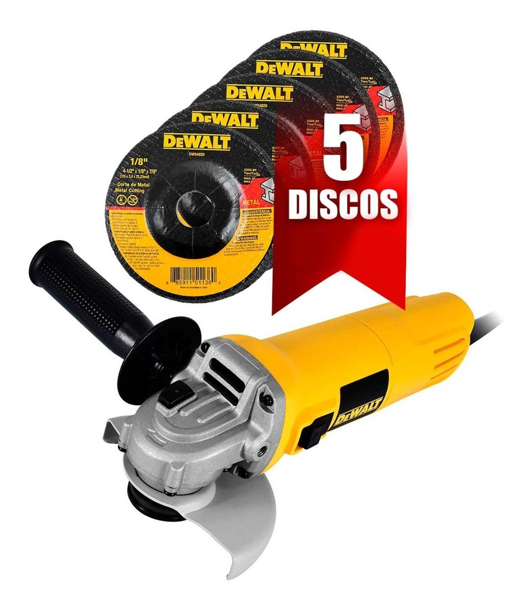 Miniesmeriladora Angular Dewalt Dwe4010-b3 + 5 Discos