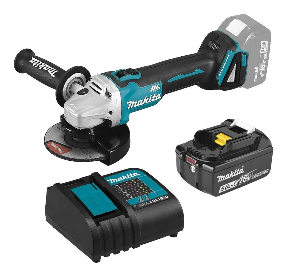 Miniesmeriladora 4-1/2 Makita Dga456stx2 C/ Bateria 5amp