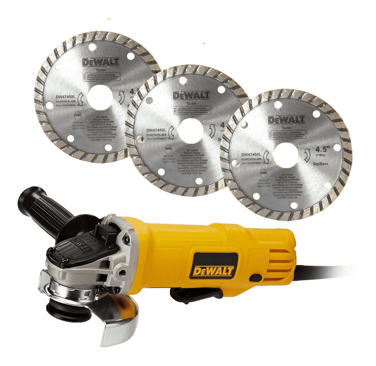 Amoladora Angular 4½'' 900w + 3 Discos Dewalt Dwe4120x-b3