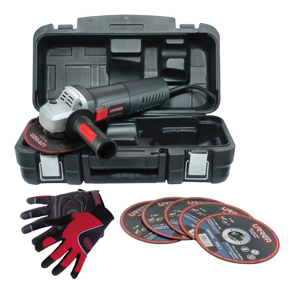 Kit De Esmeriladora Angular 900w Con Discos Y Guantes