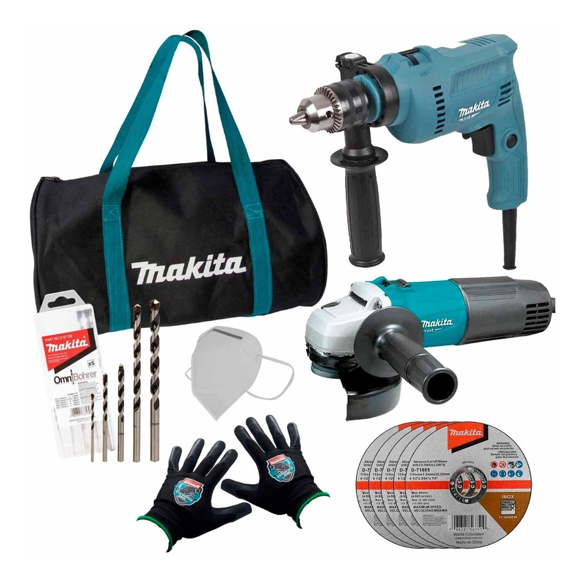 Taladro Rotomartillo + Esmeriladora 4 1/2in + Regalos Makita