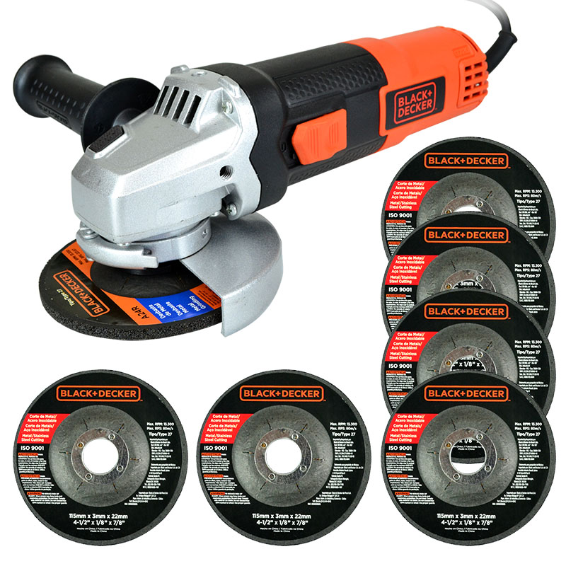 Miniesmeriladora 4-1/2'' + 6 Discos Black+Decker G720P-B3