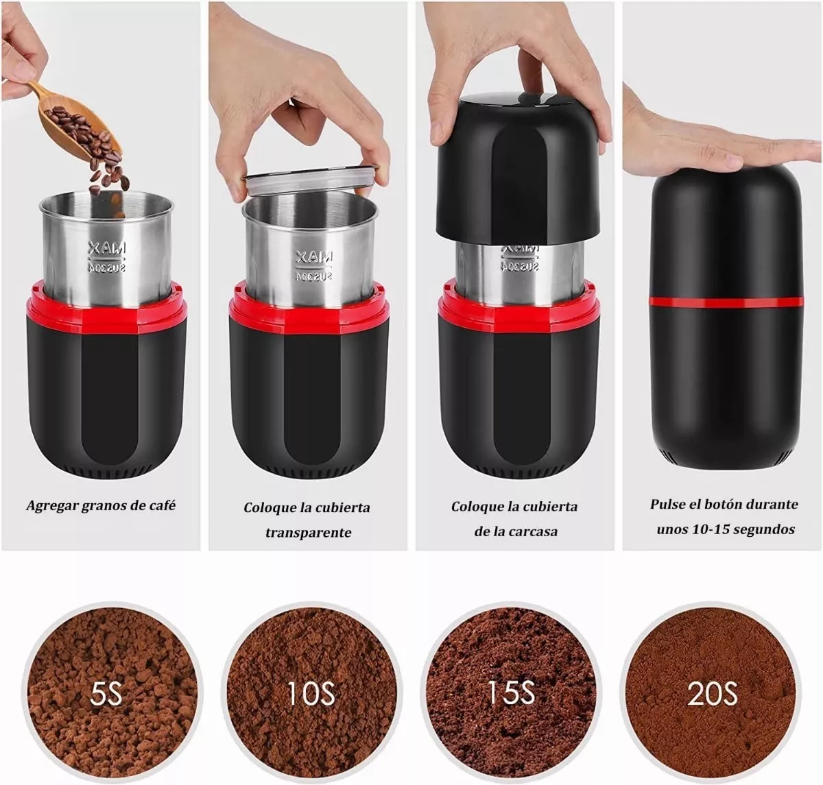 Foto 4 pulgar | Molinillo Eléctrico BELUG color Negro de Granos de Café