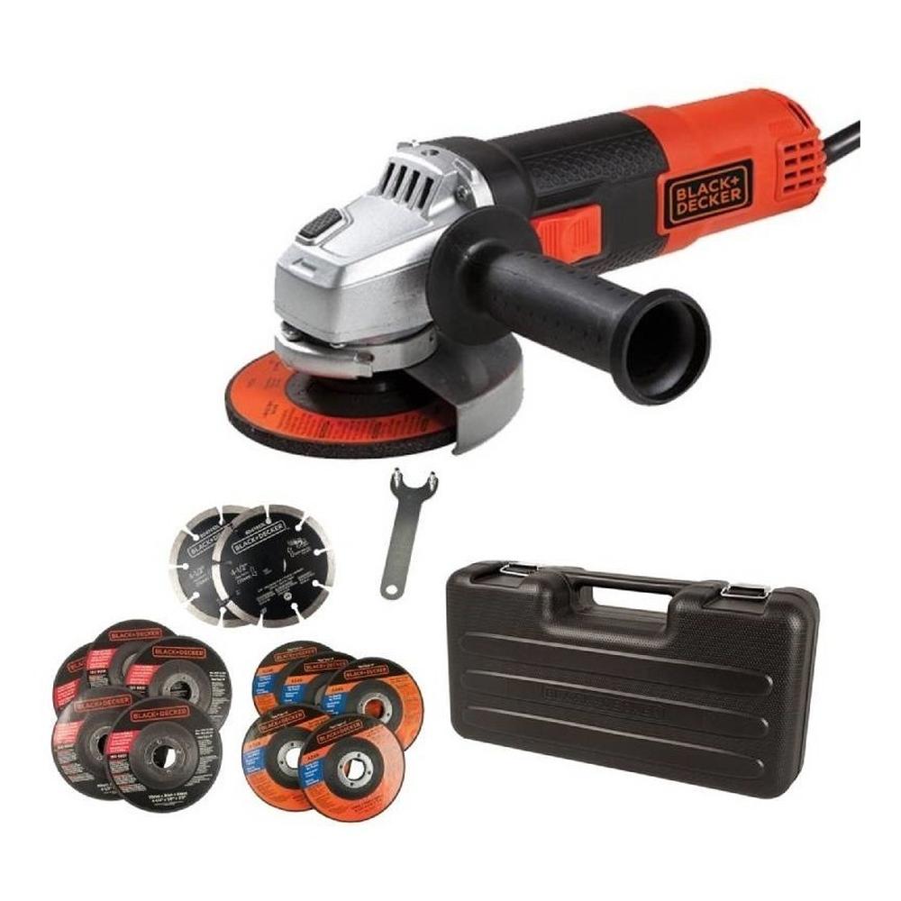 Mini Esmeriladora Black+Decker G720K12 más 12 Discos de Corte Segmentado y Estuche