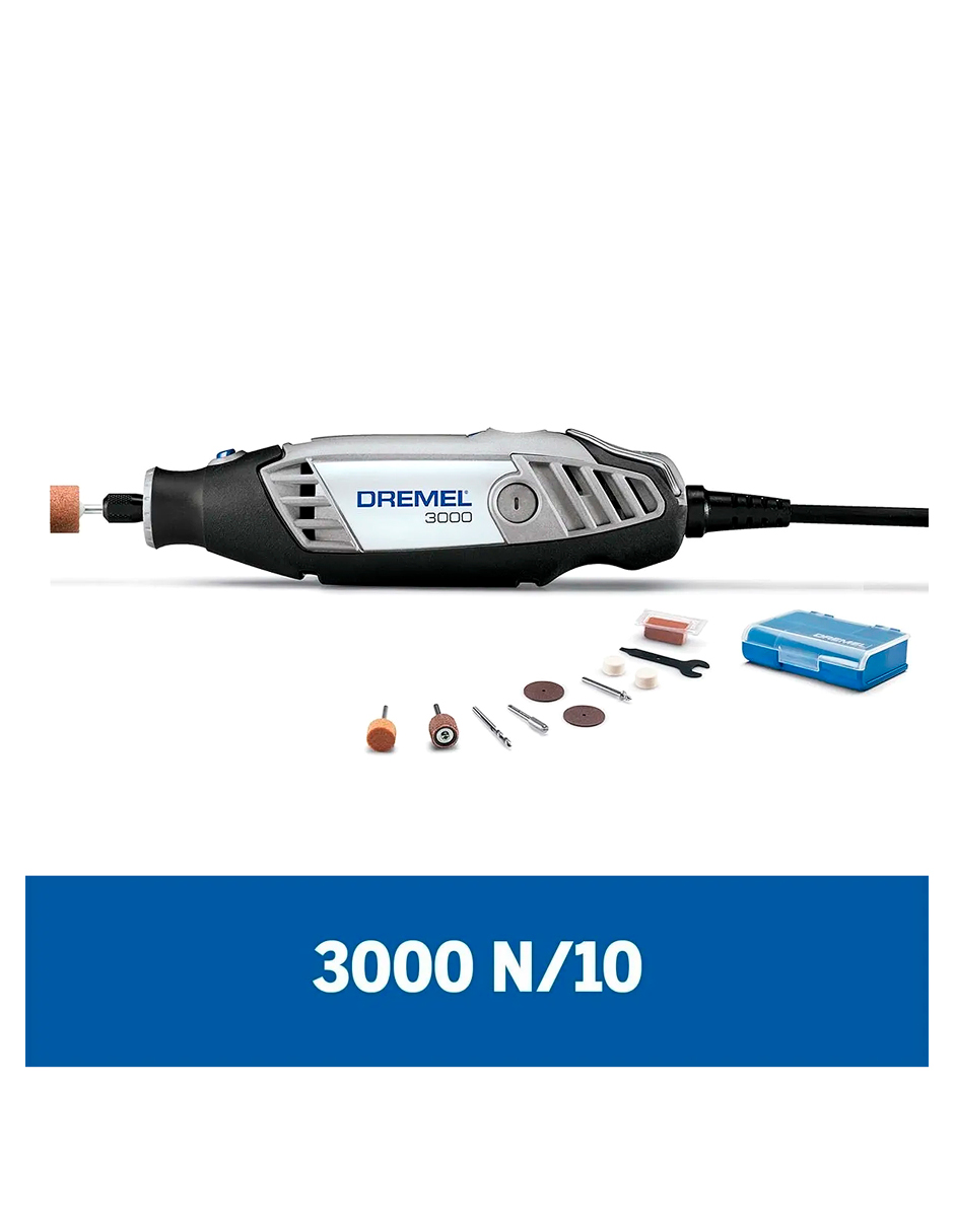 Foto 2 | Rectificadora Dremel 3000 F0133000PA color Negro 10 Accesorios