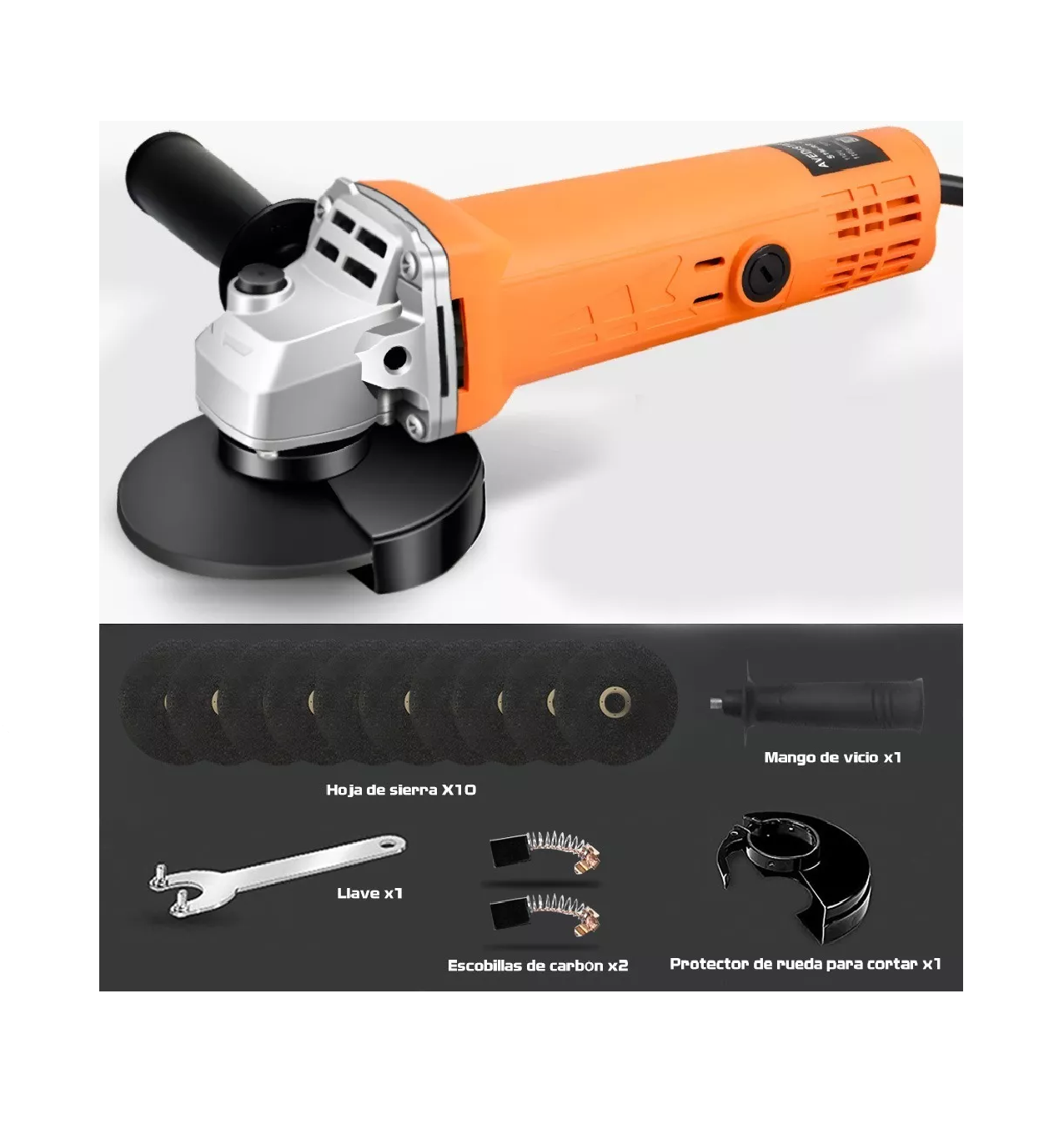 Foto 4 pulgar | Mini Esmeriladora Angular BELUG Pulidora color Naranja 860 W 127V más 10 Accesorios