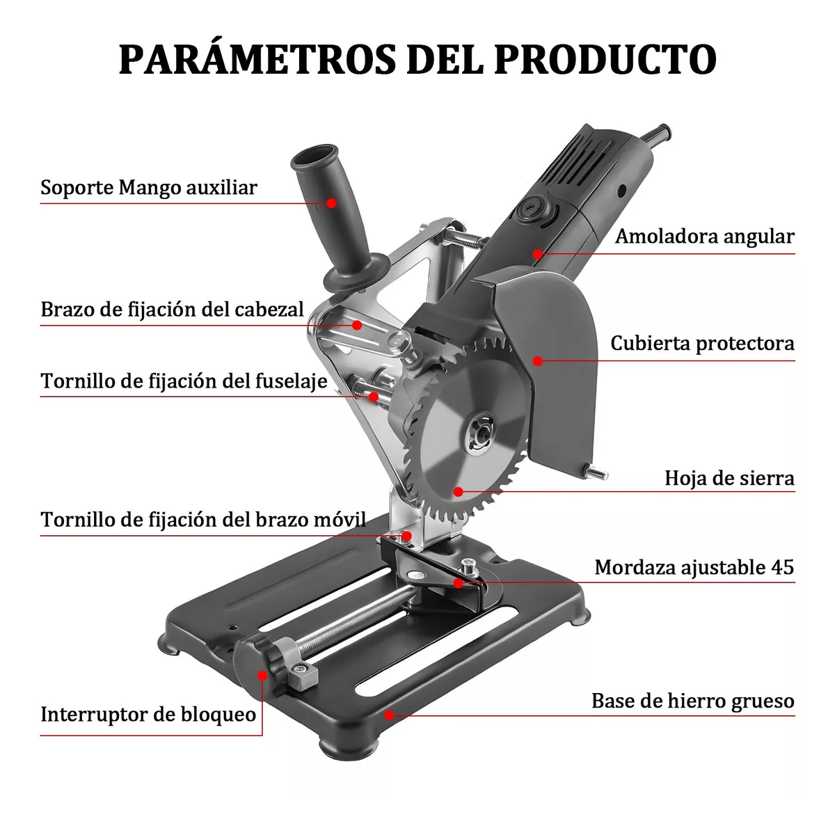 Foto 6 pulgar | Soporte Para Esmeril Angular Ajustable Eo Safe Imports Esi-9264 Negro