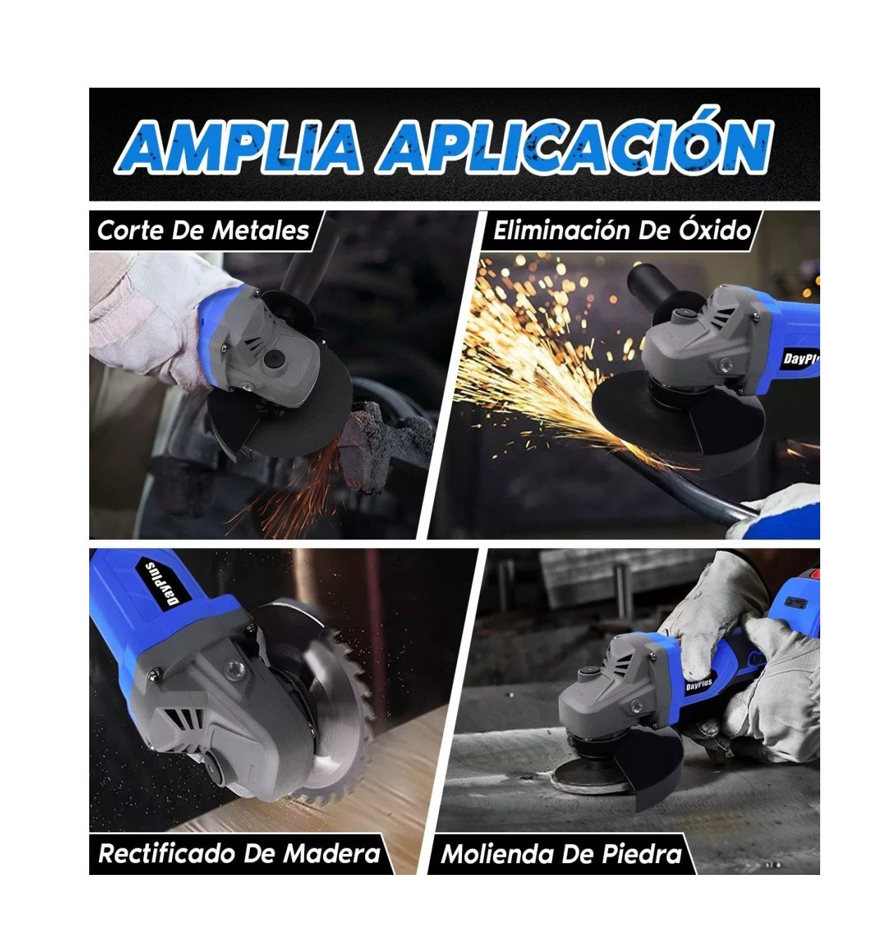 Foto 4 pulgar | Esmeriladora Angular Dayplus Azul Inalámbrica