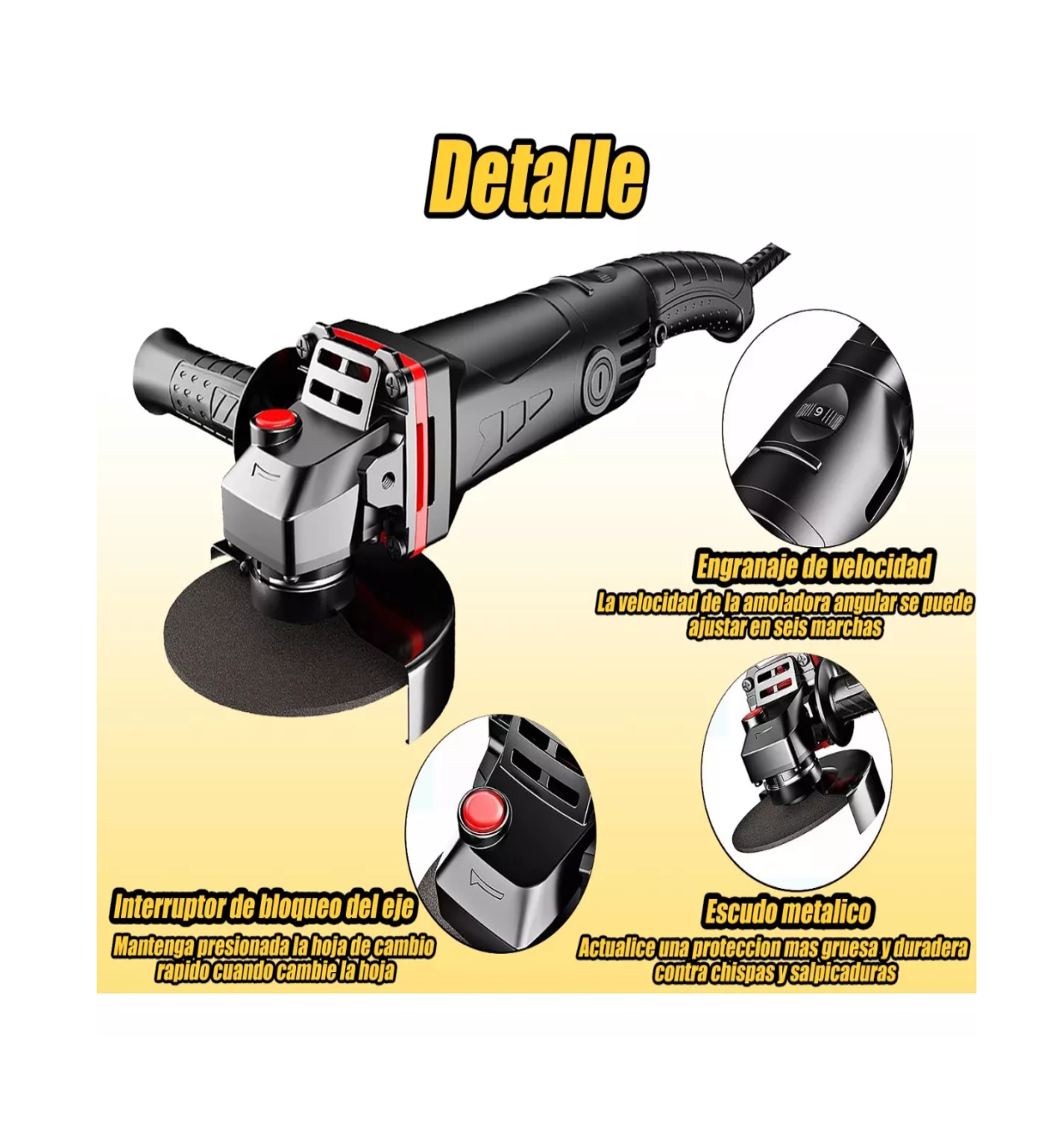 Foto 4 pulgar | Esmeriladora Angular 2000w Motosierras Eléctricas con Accesorios Negra