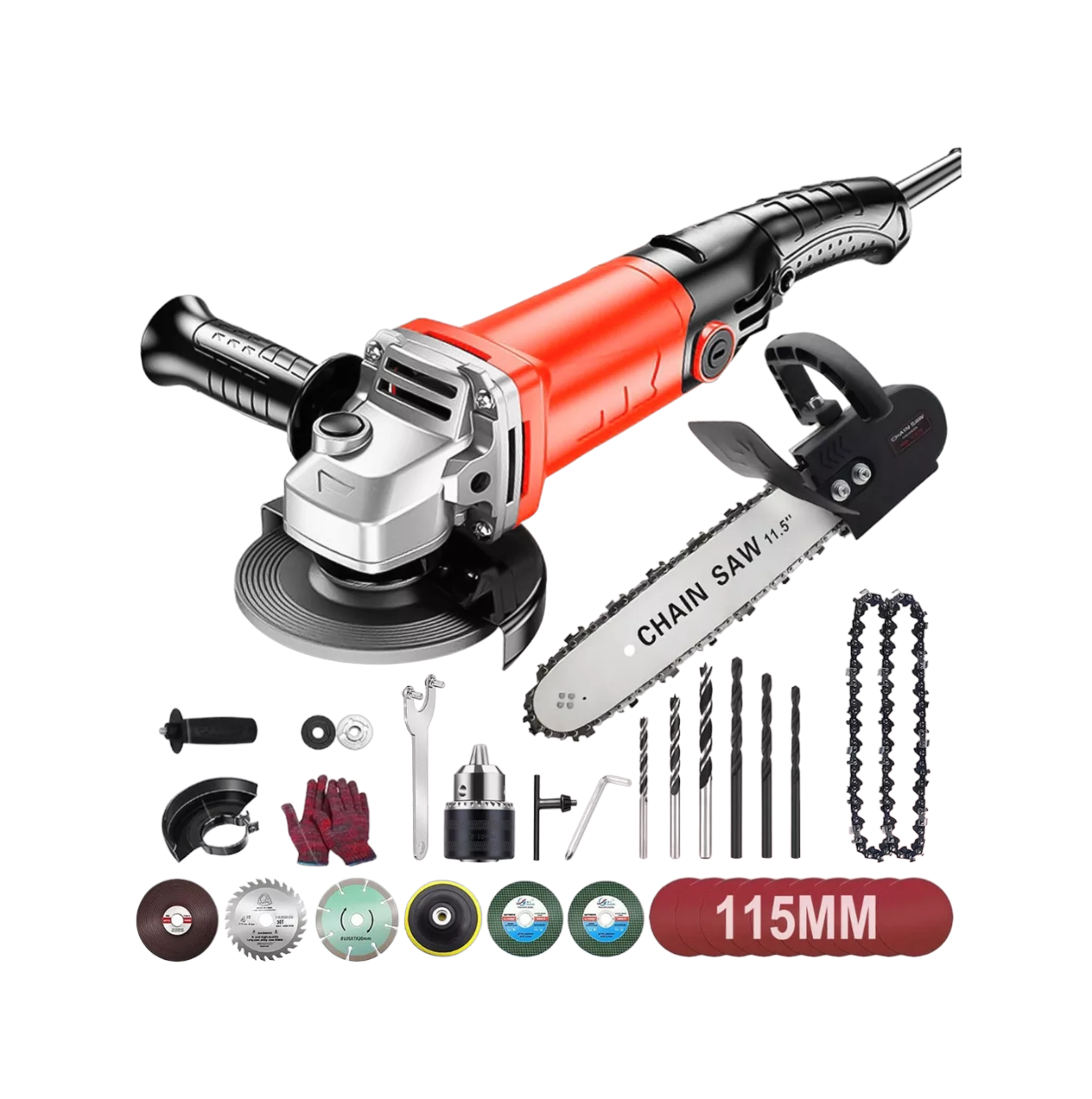 Esmeriladora Angular Chain Saw Naranja de 980 W