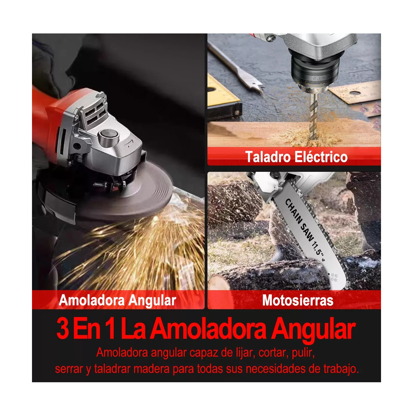 Foto 3 pulgar | Esmeriladora Angular Chain Saw con Accesorios