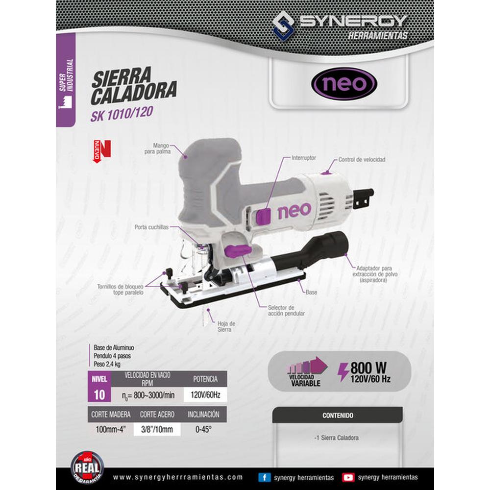 Foto 8 | Sierra Caladora 800 W 120v 800 Neo - 3000 RPM 60hz Sk 1010/120