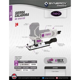 Foto 8 | Sierra Caladora 800 W 120v 800 Neo - 3000 RPM 60hz Sk 1010/120