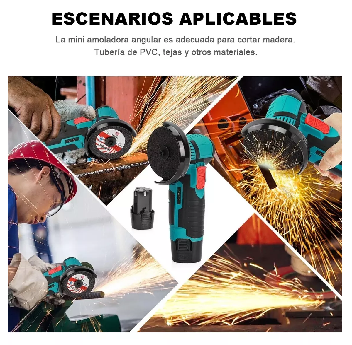 Foto 4 pulgar | Mini Esmeril Inalámbrica Esmeriladora Pulidor Con 2 Baterías Azul Turqueza