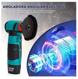 Foto 4 | Mini Esmeril Inalámbrica Esmeriladora Pulidor Con 2 Baterías Azul Turqueza
