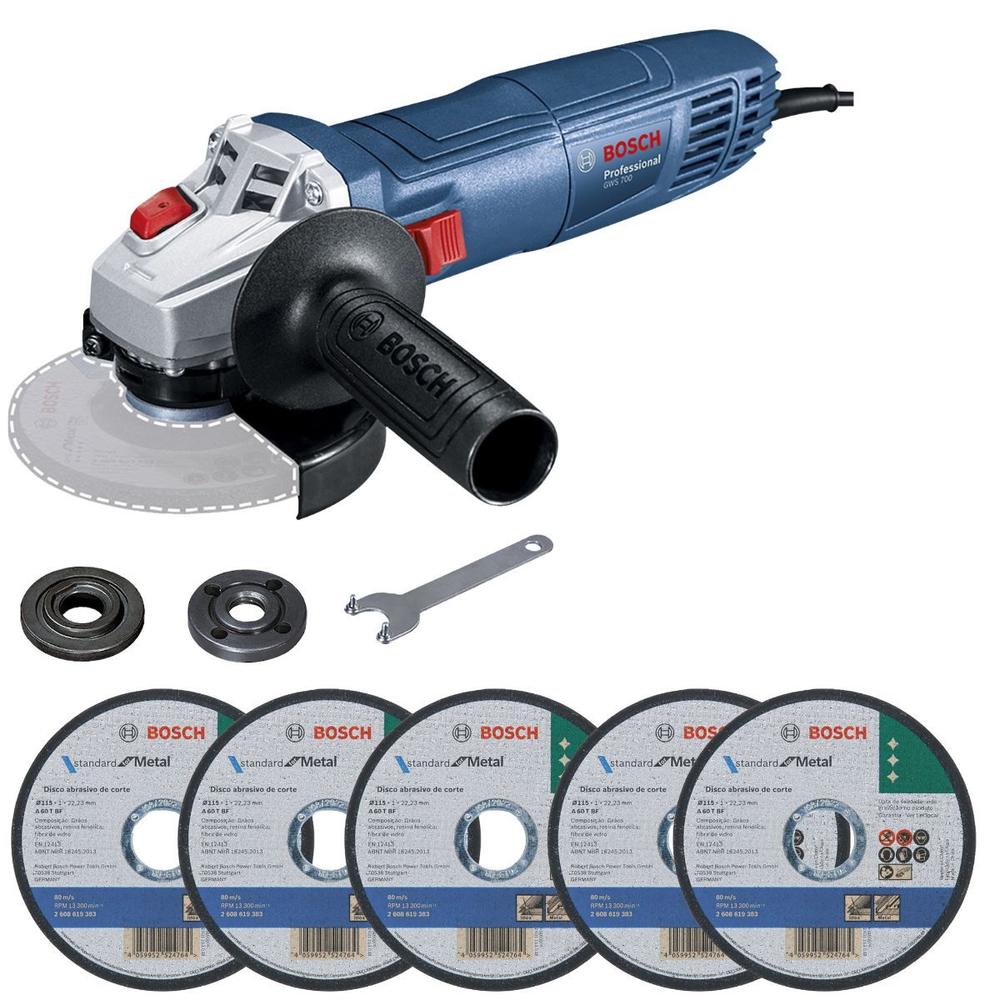Miniesmeriladora Bosch 4 1/2 Gws 700 Eje 5/8' + Discos Corte