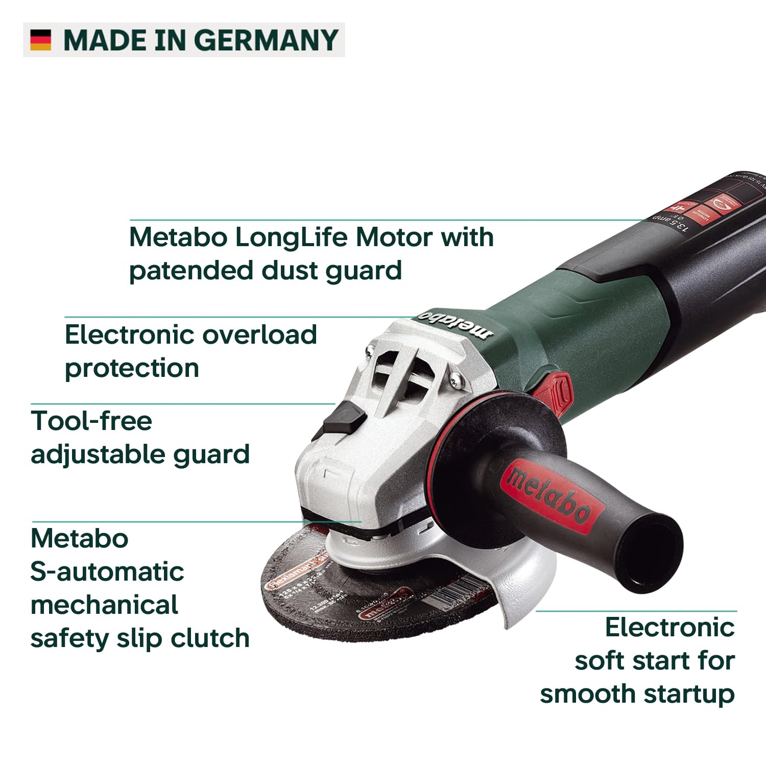 Foto 4 pulgar | Amoladora Angular Metabo 600562420 15-125 Ht 13,5a 2800-9600 Rpm - Venta Internacional.