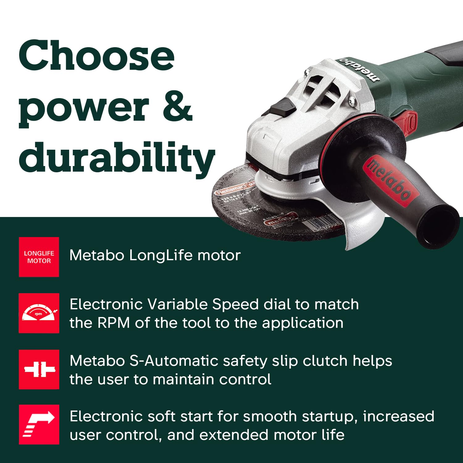 Foto 7 | Amoladora Angular Metabo 600562420 15-125 Ht 13,5a 2800-9600 Rpm - Venta Internacional.