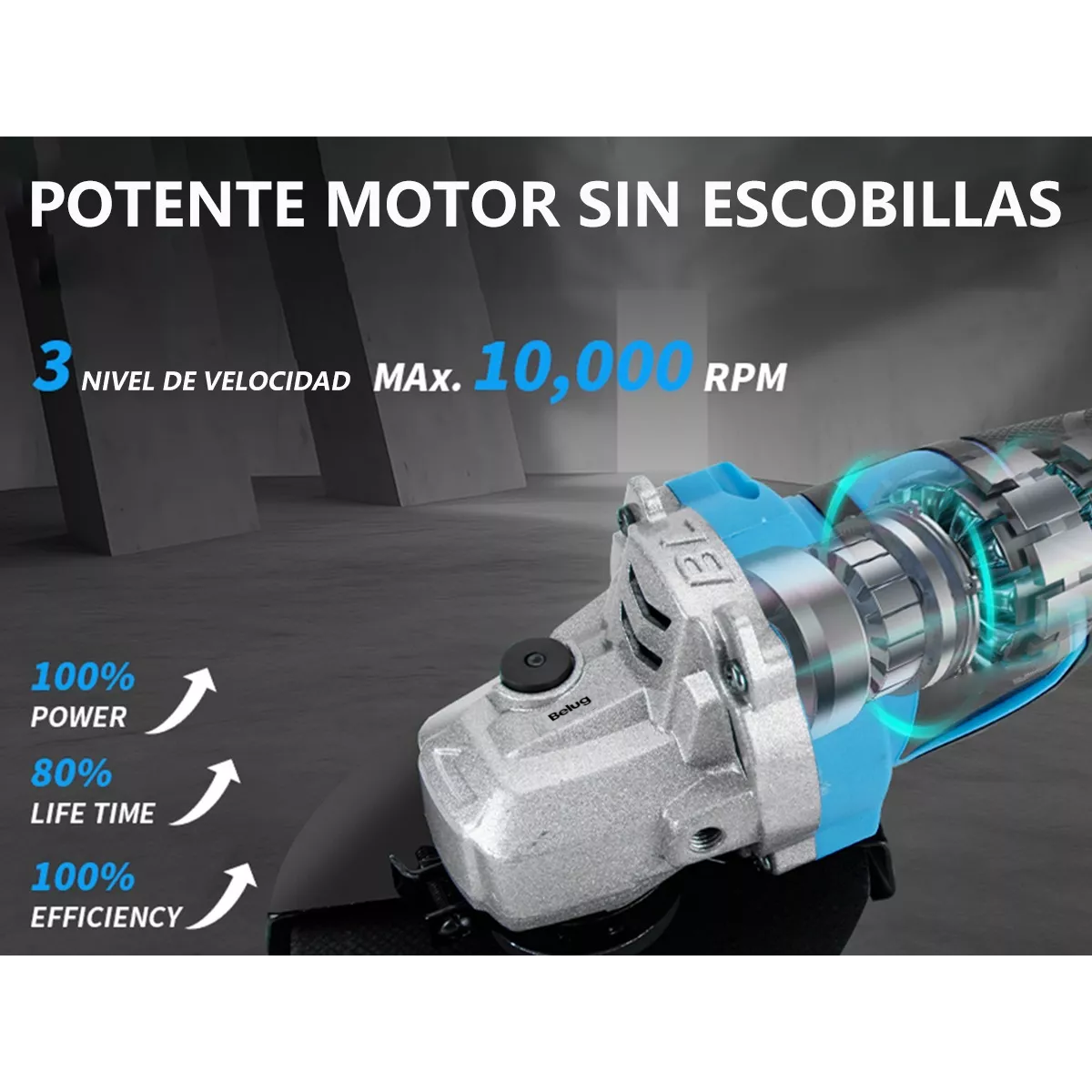 Foto 4 pulgar | Esmeriladora Angular Inalámbrica + Motosierras 2 En 1 Azul/negro Belug