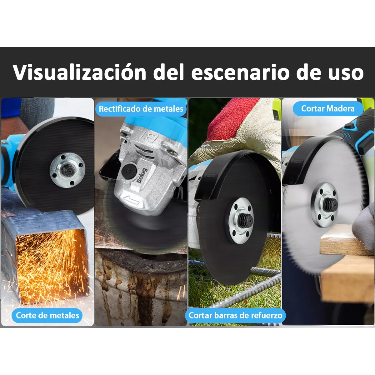 Foto 5 pulgar | Esmeriladora Angular Inalámbrica + Motosierras 2 En 1 Azul/negro Belug