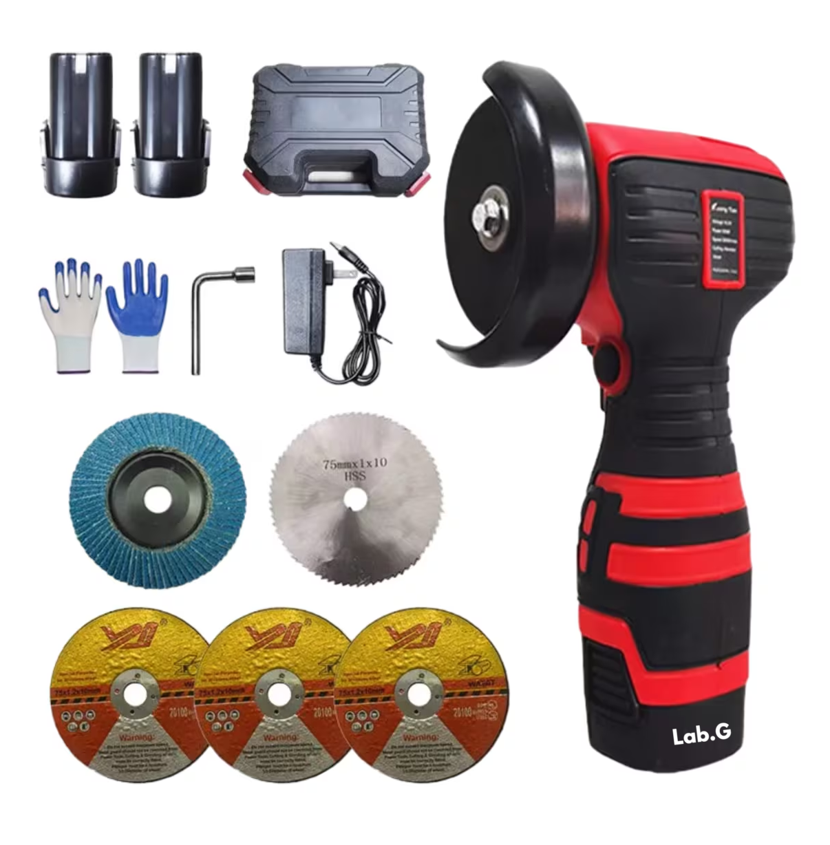 Amoladora Angular Pequeña Inalámbrica De 16.8v 75mm 30000rpm, Negro/rojo