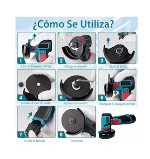 Foto 4 | Mini Esmeril Angular Inalámbrica Lab.g Pulidora 12v 75mm 2 Batería Azul/negro