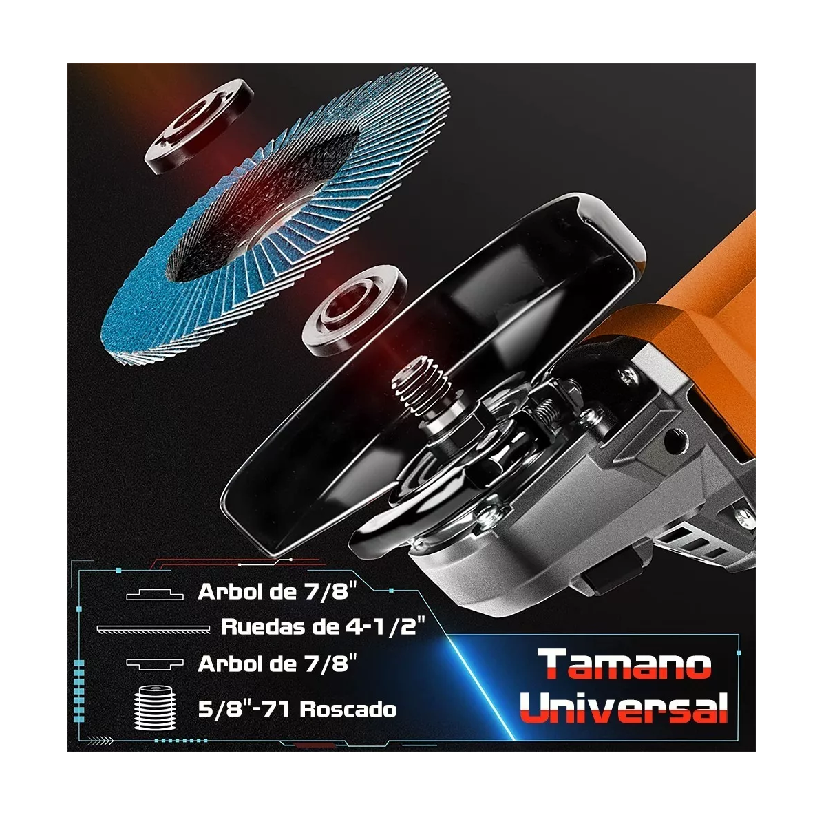 Foto 4 pulgar | Mini Esmeriladora Angular Pulidora 860 W 127v +10 Accesorios Eo Safe Imports Esi-3564-1 Naranja