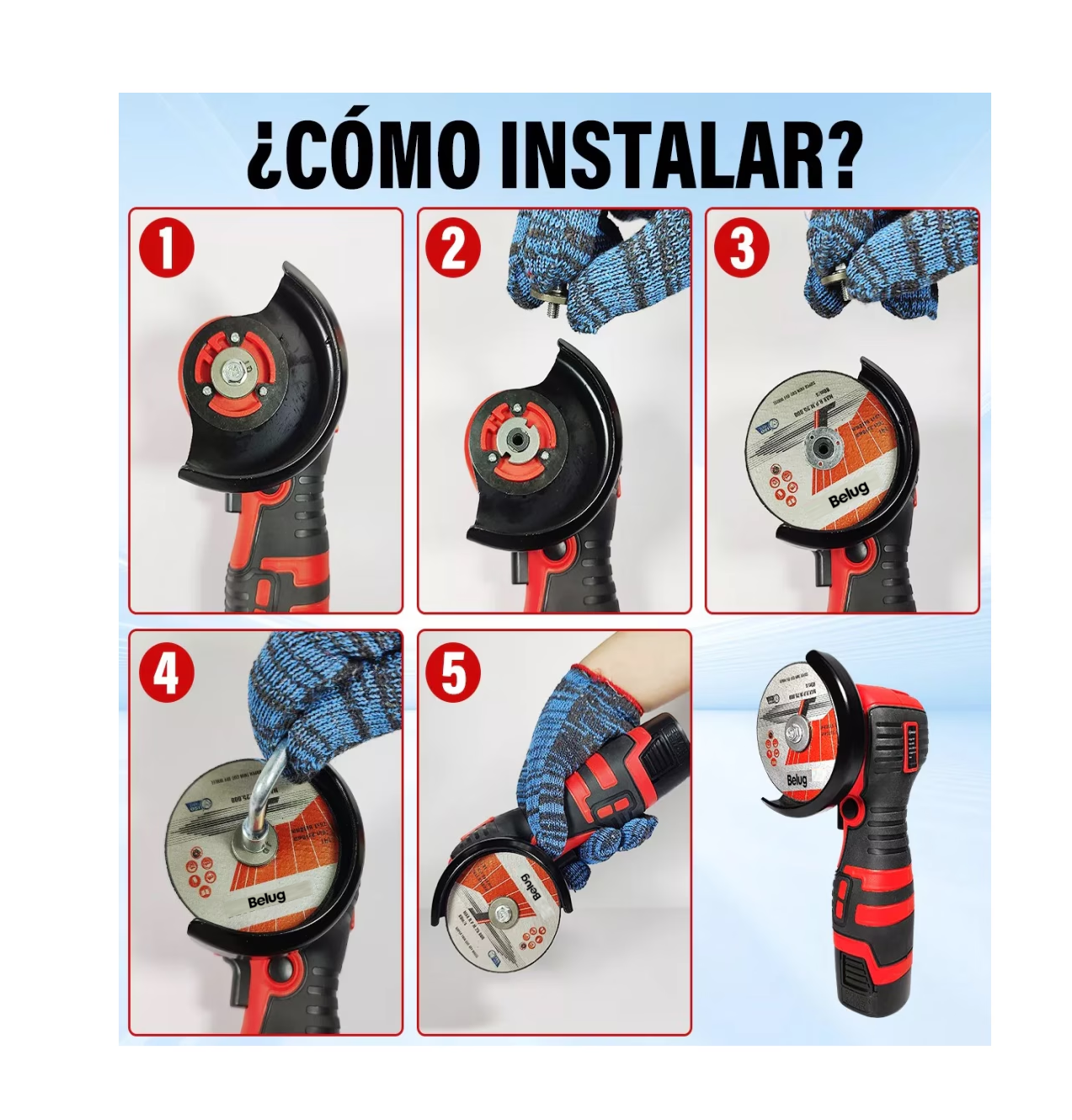 Foto 5 pulgar | Mini Esmeril Angular Inalámbrica Pulidora 16.8v 75mm28000rpm, Belug  Rojo/negro