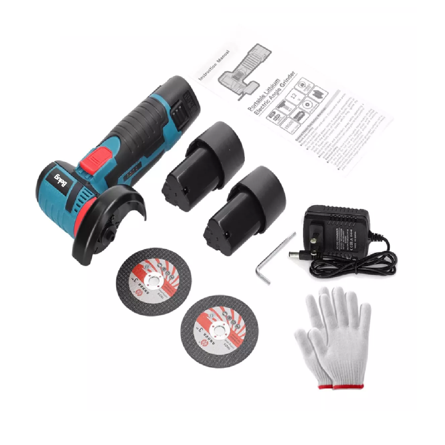 Foto 4 pulgar | Mini Esmeril Angular Inalámbrica Pulidora 12v 75mm 2 Bat Belug Ería Azul/negro