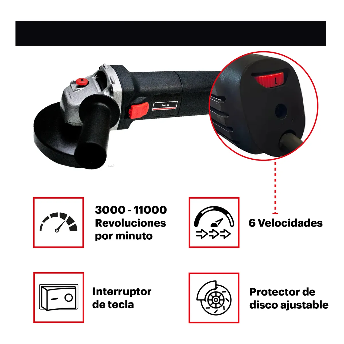 Foto 2 | Esmeriladora Angular Lab.g 780w 115mm 11000rpm Cable Eléctrico Negro