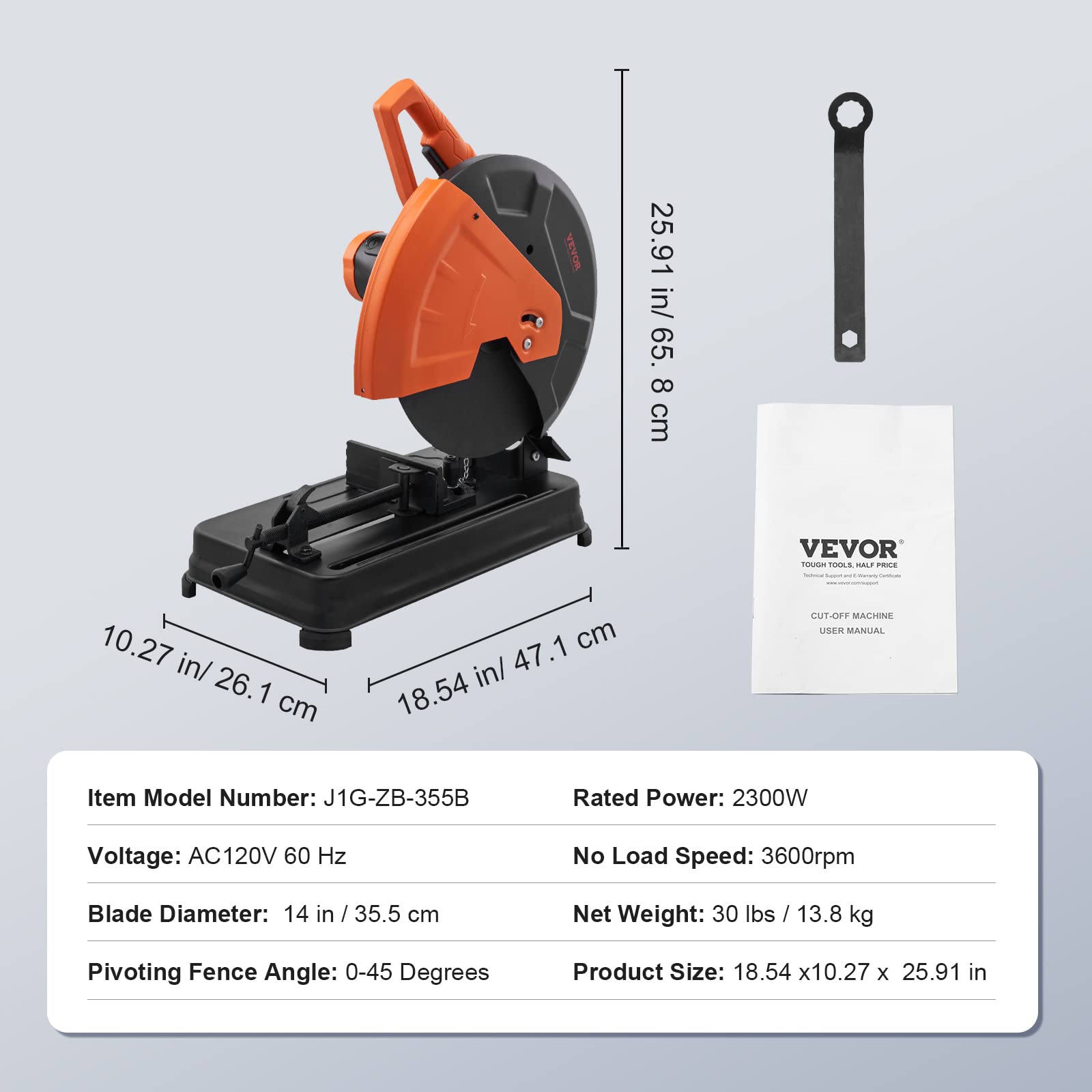 Foto 8 pulgar | Cortador Abrasivo Vevor De 35 Cm Con Hoja De Corte, 2300 W, 3600 Rpm - Venta Internacional.