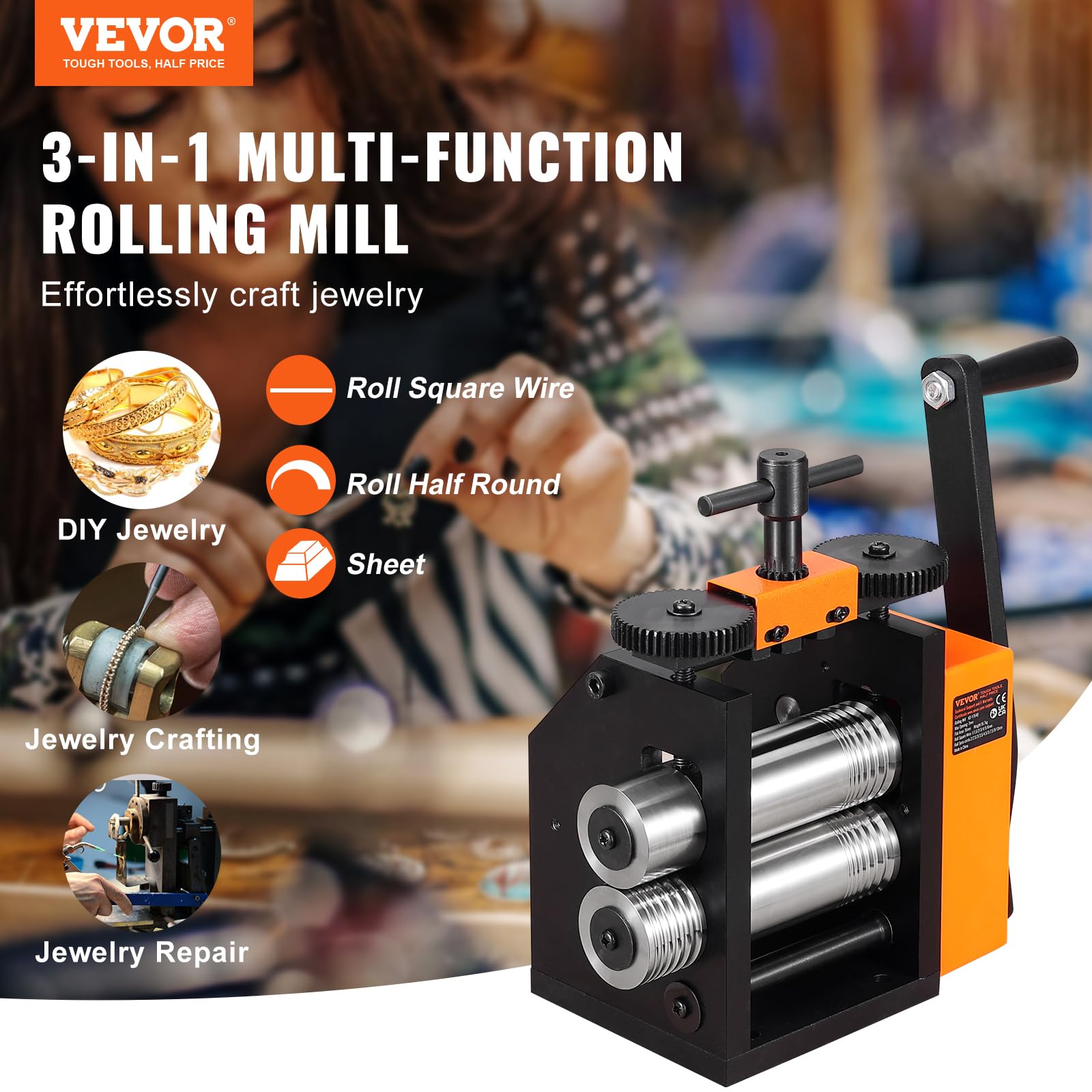 Foto 2 | Prensa Para Joyas Vevor De 75 Mm De Ancho, Funcionalidad 3 En 1 - Venta Internacional.