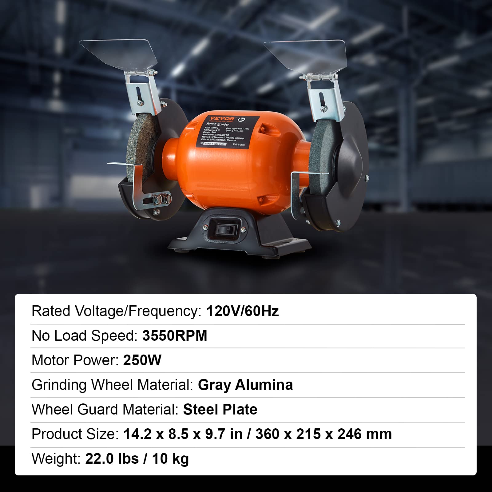Foto 8 pulgar | Amoladora De Mesa Vevor, Motor De 6 Pulgadas, Velocidad Única, 3550 Rpm Y 2,1 A. - Venta Internacional.