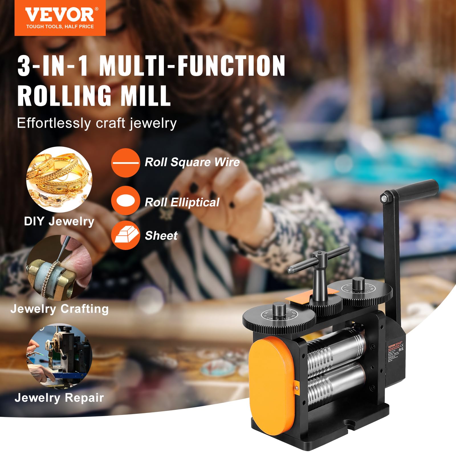 Foto 3 pulgar | Rolling Mill Vevor 2.24/57 Mm Jewelry 1:2 Relación De Transmisión 0.5-5.5 Mm - Venta Internacional.