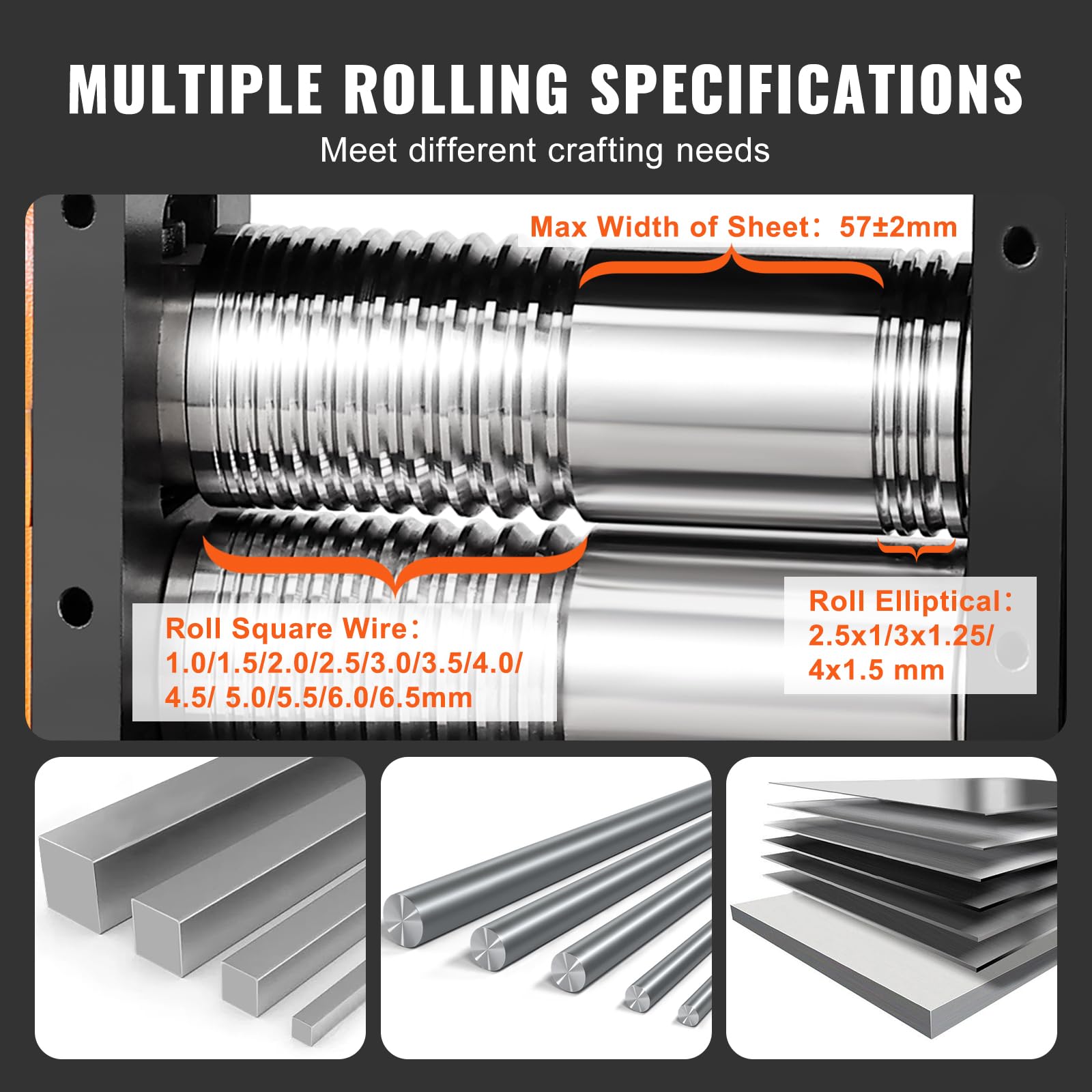 Foto 4 pulgar | Rolling Mill Vevor 2.24/57 Mm Jewelry 1:2 Relación De Transmisión 0.5-5.5 Mm - Venta Internacional.