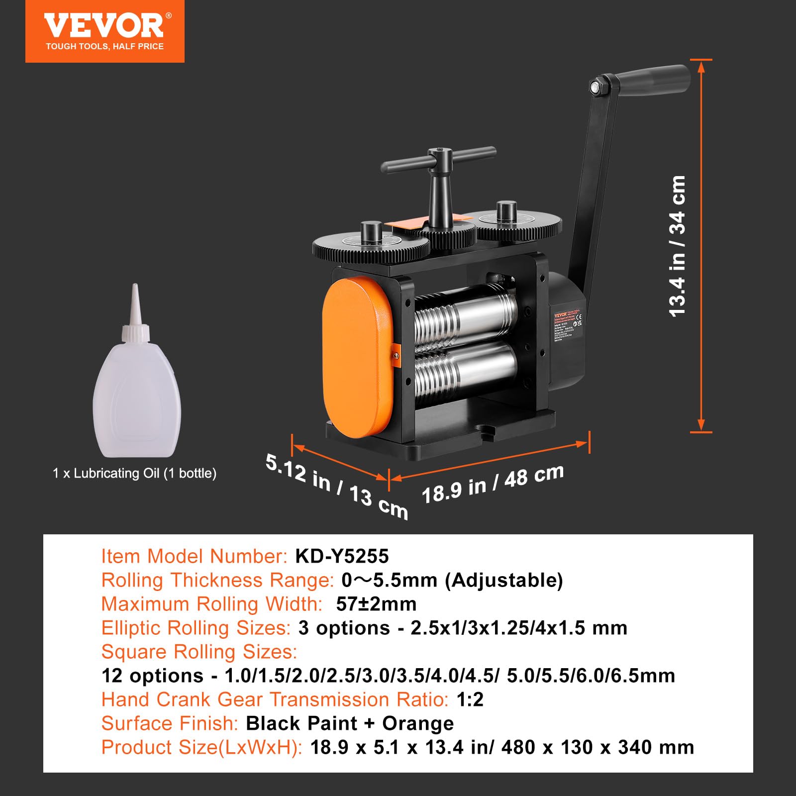 Foto 7 | Rolling Mill Vevor 2.24/57 Mm Jewelry 1:2 Relación De Transmisión 0.5-5.5 Mm - Venta Internacional.