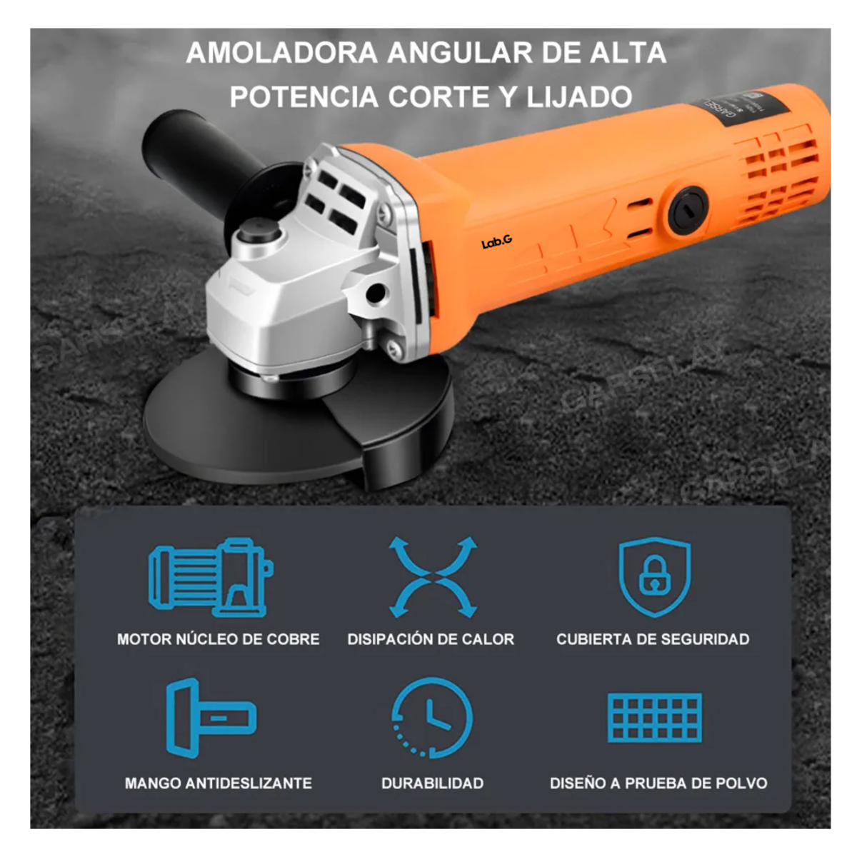 Foto 4 pulgar | Mini Esmeriladora Angular Pulidora 860 W 127v +10 Accesorios Lab.g Naranja