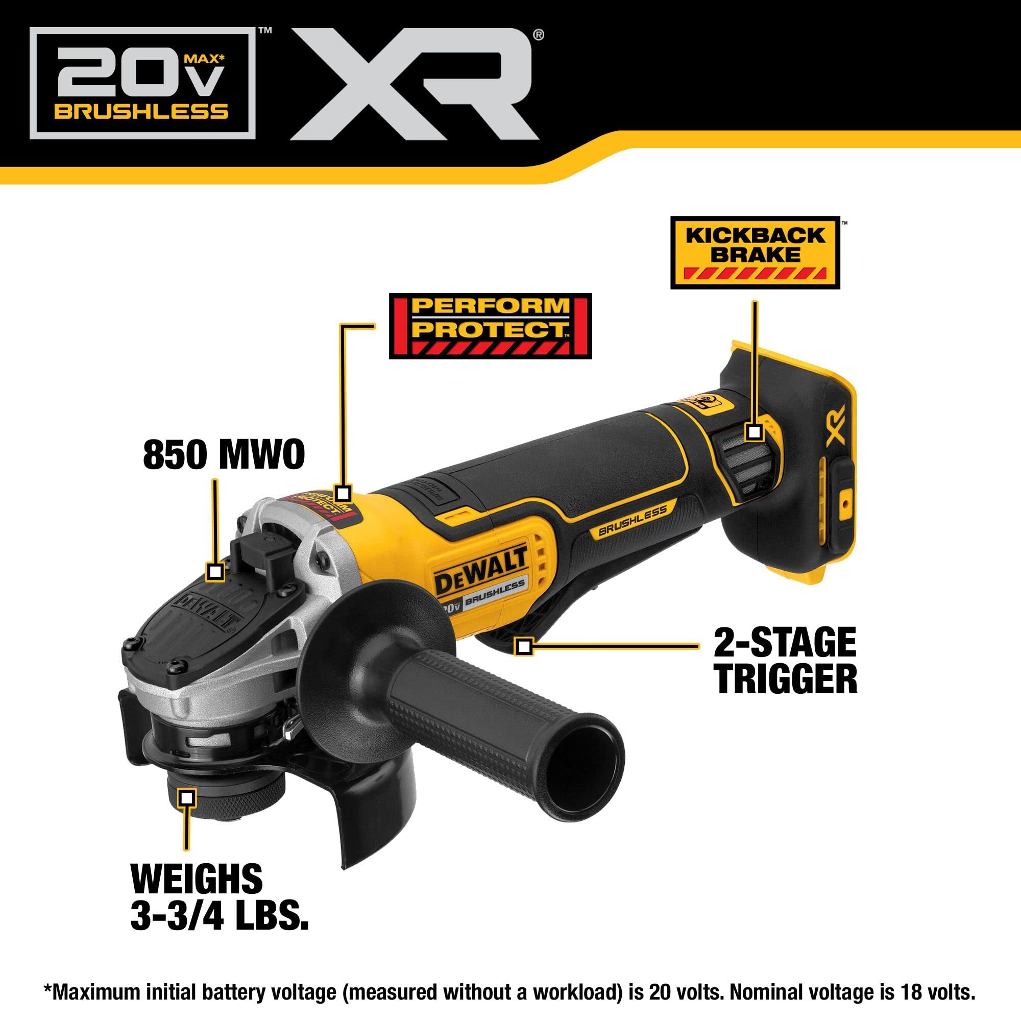 Foto 6 pulgar | Amoladora Angular Dewalt Dcg413h1 20 V Max Inalámbrica 11 Cm Con Batería - Venta Internacional.