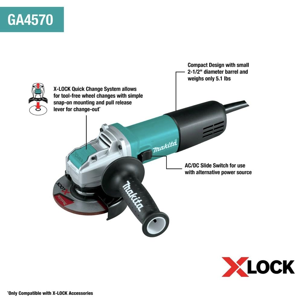 Foto 3 pulgar | Amoladora Angular Reacondicionada Makita Ga4570-r 7.5 A 115 Mm 220 V X-lock - Venta Internacional.
