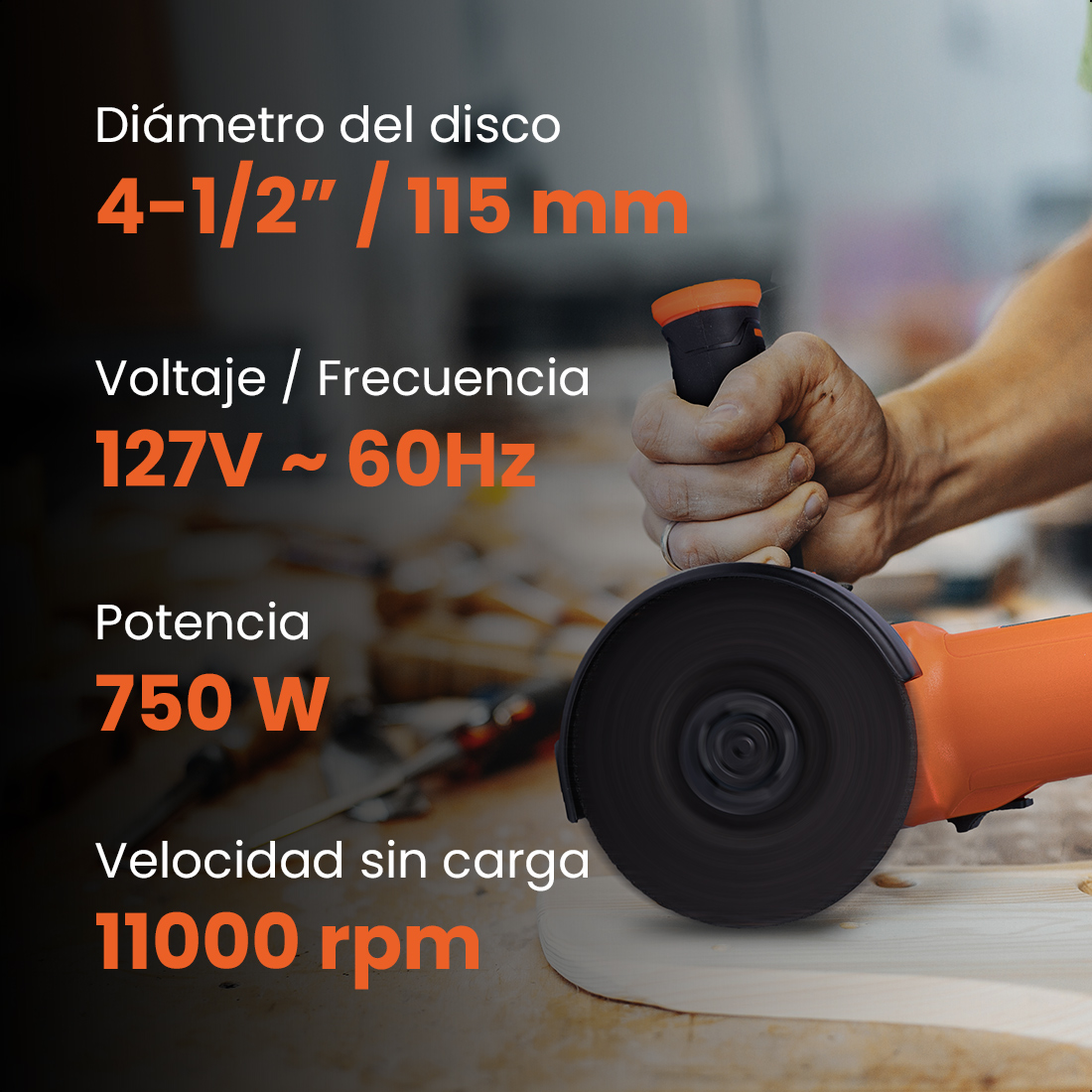 Foto 6 pulgar | Esmeriladora 4-1/2'' 750w 11000rpm Daewoo