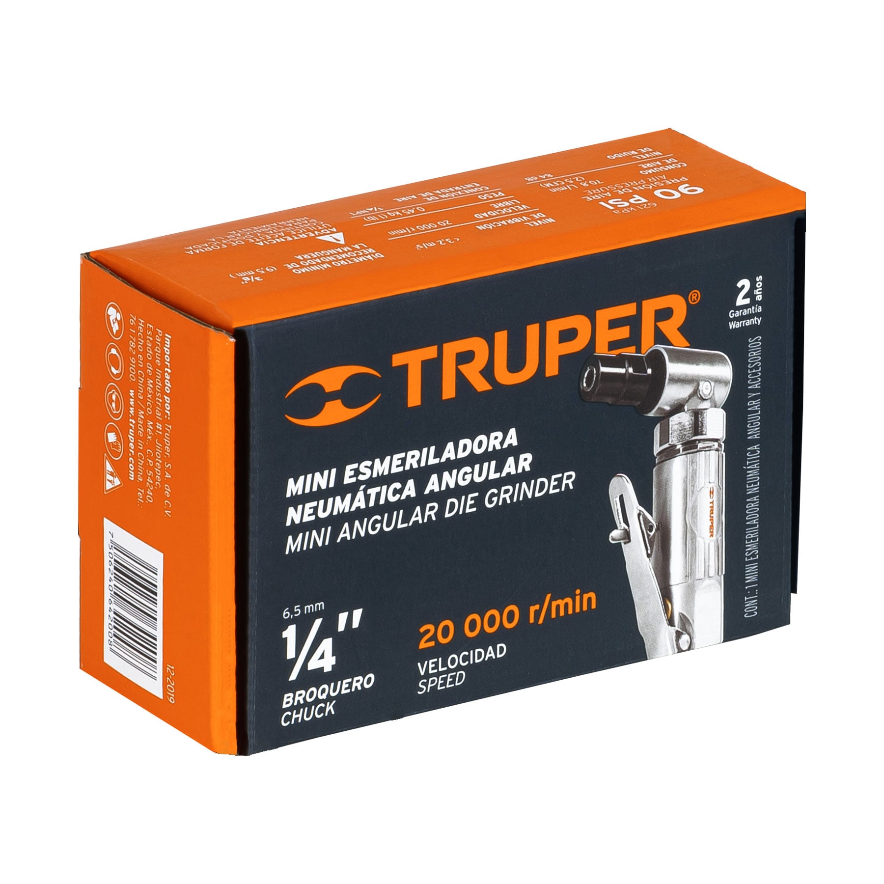 Foto 5 pulgar | Miniesmeriladora Truper TPN-875-2 color Gris Neumática Angular 1/4"