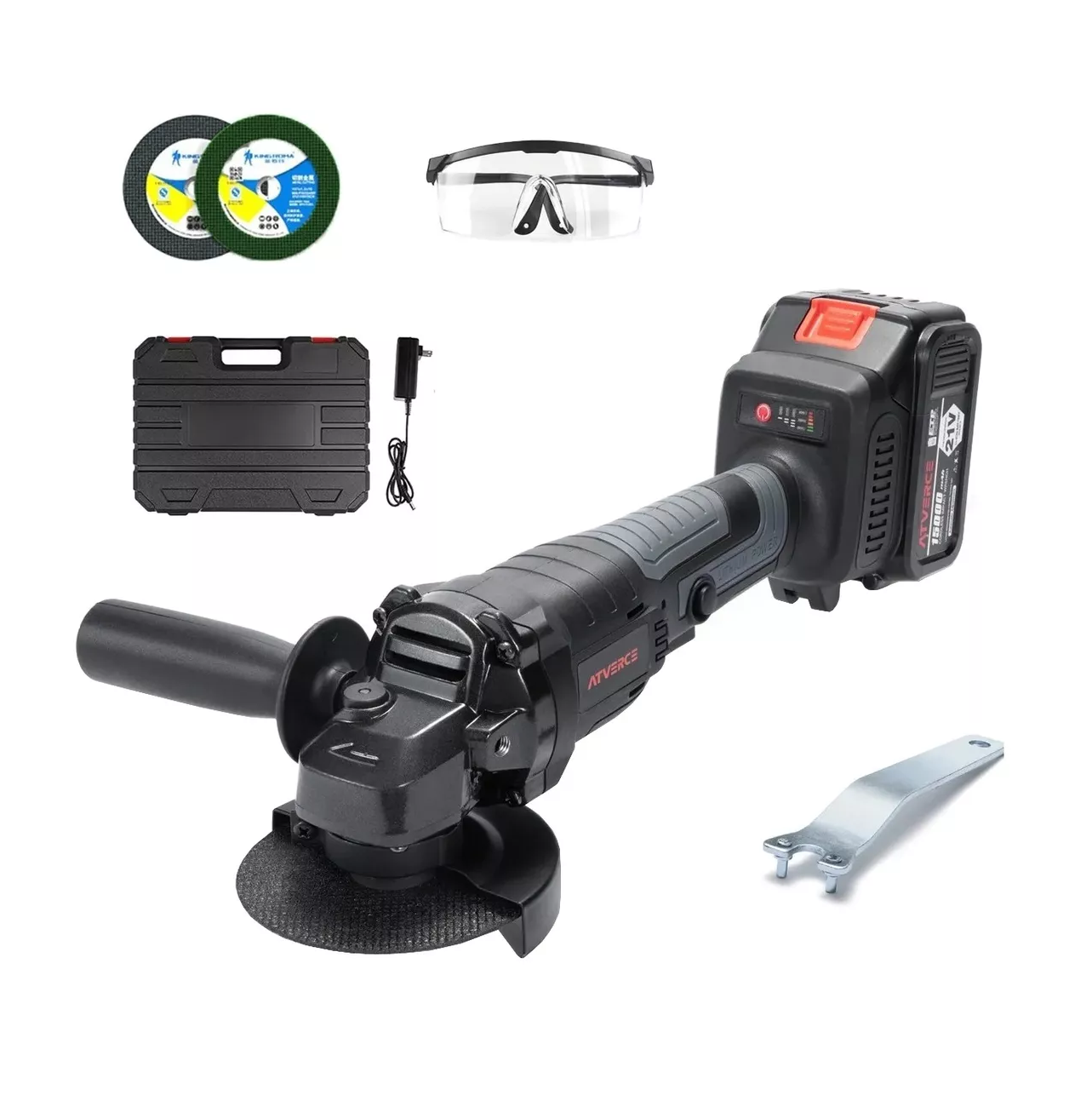 Foto 6 pulgar | Esmeriladora Angular Inalámbrica Atverce Ag1, 100 V/240 V + Accesorios Color Negro