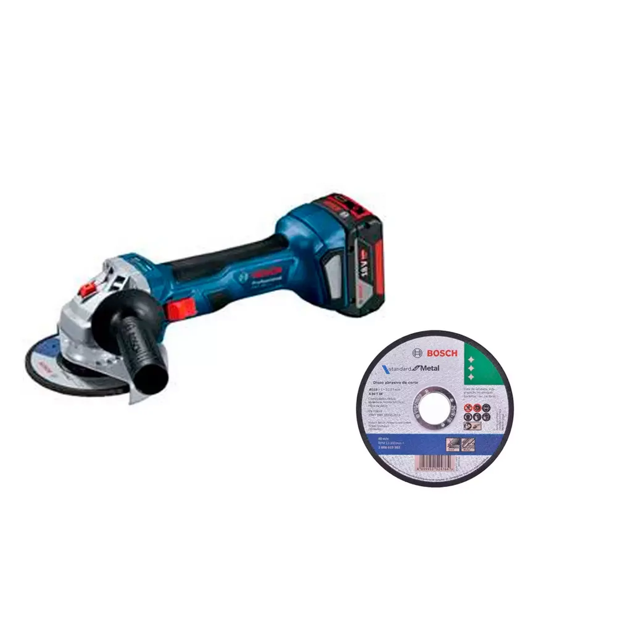 Mini Esmeriladora 4-1/2 700w 18v 1100 Bosch 06019h90g2+19383 - Azul